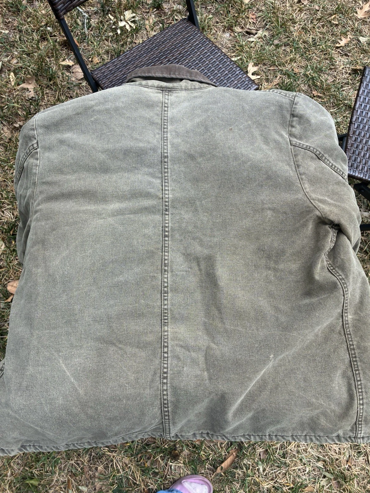 Vintage Dickies Chore Jacket Men’s Xl Olive Green with Corduroy Collar 90s image 3