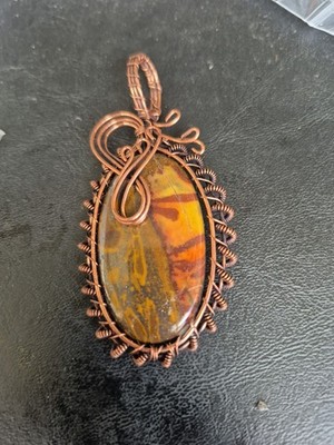 Bumble Bee Jasper Wrapped In Copper Wire