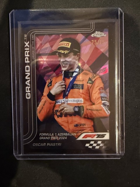 2025 Topps Chrome F1 Oscar Piastri Azerbaijan Grand Prix BLACK BOOKEND /75