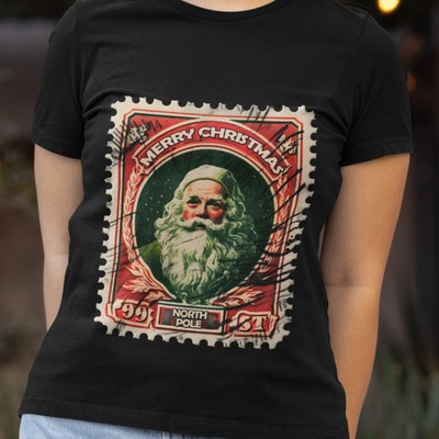 Christmas stamp t-shirt, Unisex Heavy Cotton Tee, Santa tshirt, Postage stamp #2