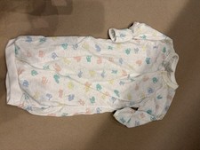 Vintage Gerber Animal Print White Multicolor Gown 0-3 Months Long Sleeve Cotton