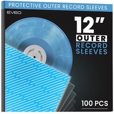 EVEO 100x Vinyl Record Sleeves Outer Crystal Clear 100 count,