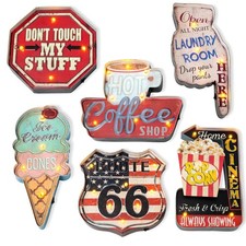 Retro Vintage LED Schild Wanddeko 3D beleuchtet USA 50er Jahre Leuchtschild