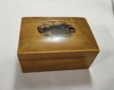 KEENE NH Wooden MAUCHLINE WARE Antique Souvenir Trinket Box - The Square