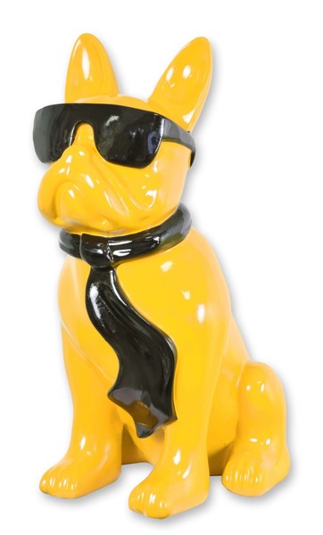 Skulptur Bulldogge Mit Sonnenbrille – Gelb Replikat Retro Design Dekoration-image