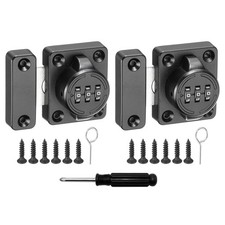2Pcs Combination Cabinet Latch Metal Keyless Drawer Lock, Black