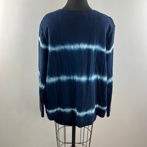 PURE JILL Womens Blue Cotton Tie-Dye V-Neckline Expressions Jacket Size 2X NEW - Picture 6 of 10