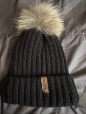 Beanie Hat with Faux Fur Pom,