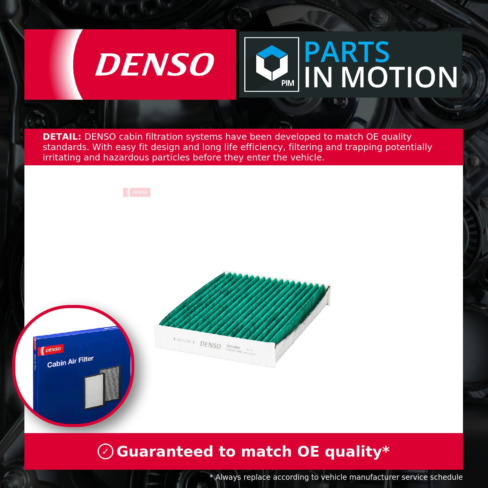 Pollen / Cabin Filter DCF828A Denso 272775081R Genuine Top Quality Guaranteed