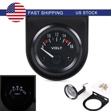 2" 52mm Mechanical White LED Car Auto Volt Voltmeter Voltage Gauge Meter 8-16V