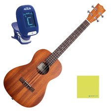 Kala KA-B Mahogany Baritone Ukulele Bundle with KALA Klipz Blue Clip-On Tuner...