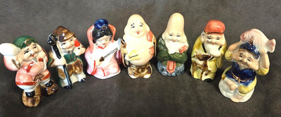 Vintage Seven Happy Gods by Seto Ceramics Co.  Made in Japan 2'' tall