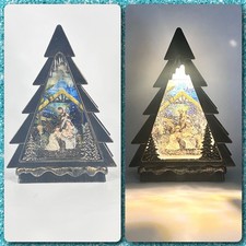 Christmas Tree Snow Water Globe Musical Lighted Nativity Scene 11  