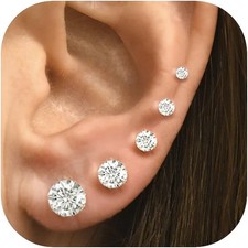 10 Pairs Small Stud Earrings for Women Precision-Cut Cubic Zirconia Earrings for