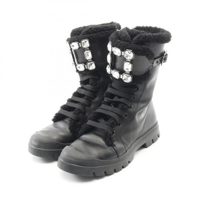 Roger Vivier Walkie Viv Schnürstiefel Leder Mouton schwarz gebraucht Damen #3...