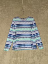 Lands End Womens Rash Guard Swim Top Size XL Blue long sleeve