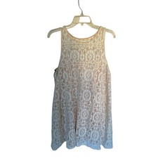Free People Tunic Mini Swing Dress Cream Lace Size Medium Cottagecore Bridal