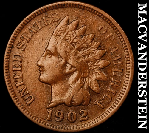 1902 Indian Head Cent- Extra Fine- Scarce Better Date No Reserve #J4457
