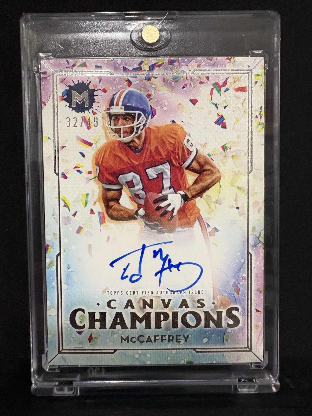 Ed McCaffrey 2024 Topps Motif Canvas Champions On Card Auto #32/49 CCA-EDM