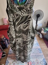 Ladies Dungarees Size XL. Khaki Animal Print. Made In Italy