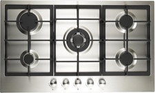 GH906SS Gas Hob Stainless Steel - 90Cm - Built-In 5 Burners - Cast Iron Pan Supp