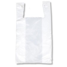 JA Kitchens 100 Large Plastic Grocery T-Shirt Bags - Plain 100 Bags, White
