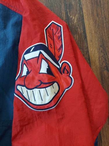 Vintage Starter Cleveland Indians Pullover Jacket Chief Wahoo Men’s L Blue MLB - Picture 2 of 9