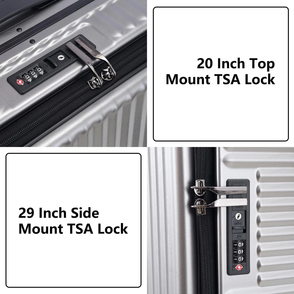 Juego de equipaje de mano y facturado con marco de aluminio 20/29 de 2 piezas con apertura lateral... Foto 4 de 4