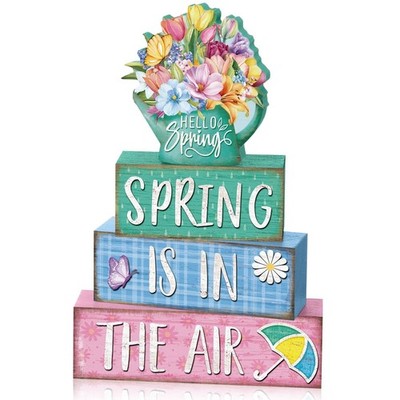 Yousoontic 4 Pcs Spring Wooden Table Signs Decorations Hello Spring Centerpie...