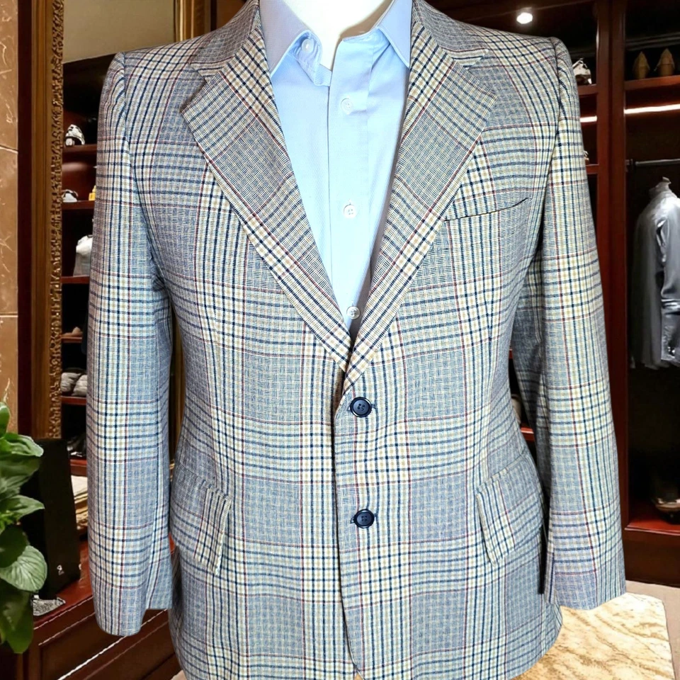 Blazer De Colección Pierre Cardin Paris 38S Años 70 Colorido Hecho en Francia Cuerda Hombro Foto 4 de 4