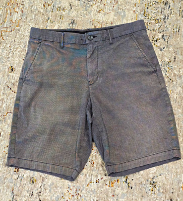 Marc Anthony Gray Solid Men's Flat Front Chino Stretch Shorts w/ Pockets Zip
