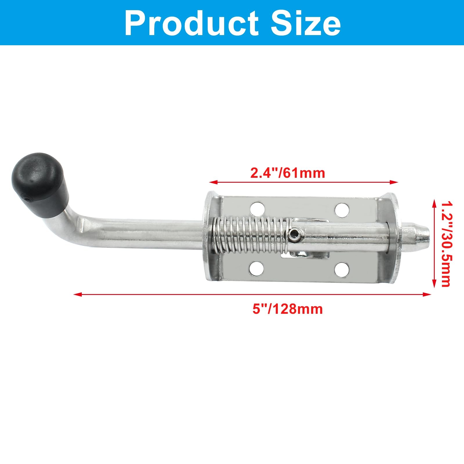 2 Pack Stainless Steel Spring Loaded Latch Pin Barrel Bolt for Gate Shed Door