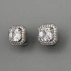 Judith Ripka Asscher Cut CZ 925 Sterling Earrings 1980s Vintage Pierced