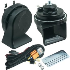 Car Horn 12V with Relay Wiring Harness Kit, 1 to 2 Black with Relay Harness