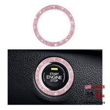 Car Bling Engine Start Ring Decal, Sparkling Crystal Rhinestone Auto 1 PC Pink