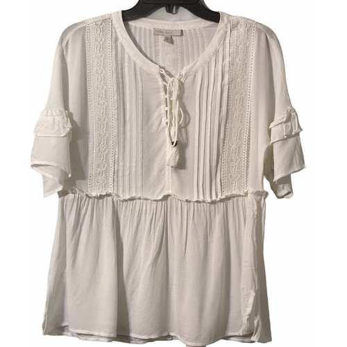 pale sky levana crochet detail top