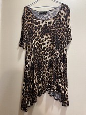 By Together L Leopard Print Short Sleeve Tunic Dress Animal Print Made In USA