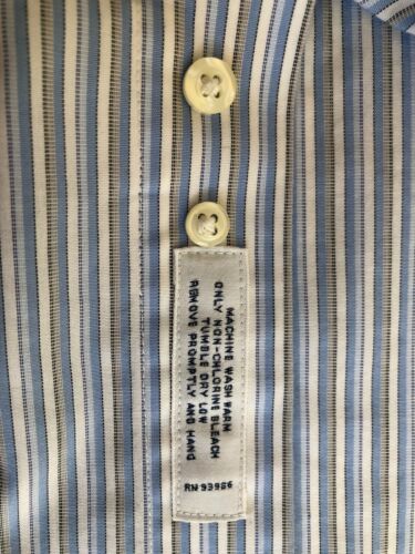 Brooks Brothers Herren 346 blau gestreift schmale Passform bügelfrei Baumwolle Anzughemd 16-6/7 - Bild 6 von 6