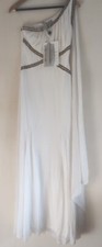 BNWT Goddiva White Chiffon Maxi Evening/ Wedding Dress UK 8
