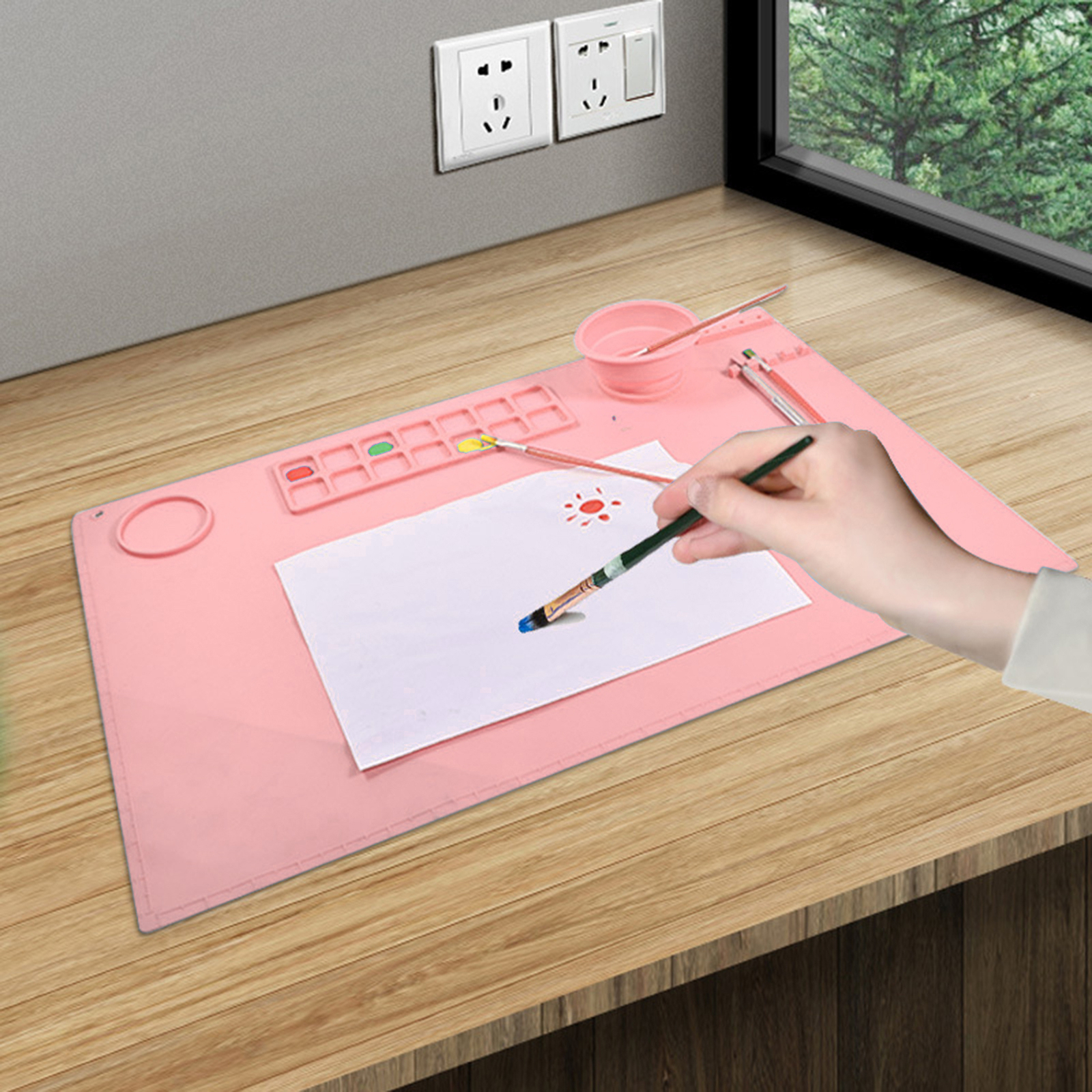 Table Mat Draw Color 1 Set Drawing Mat Waterproof Diy Rectangle Shape Drawing Board Paint ...