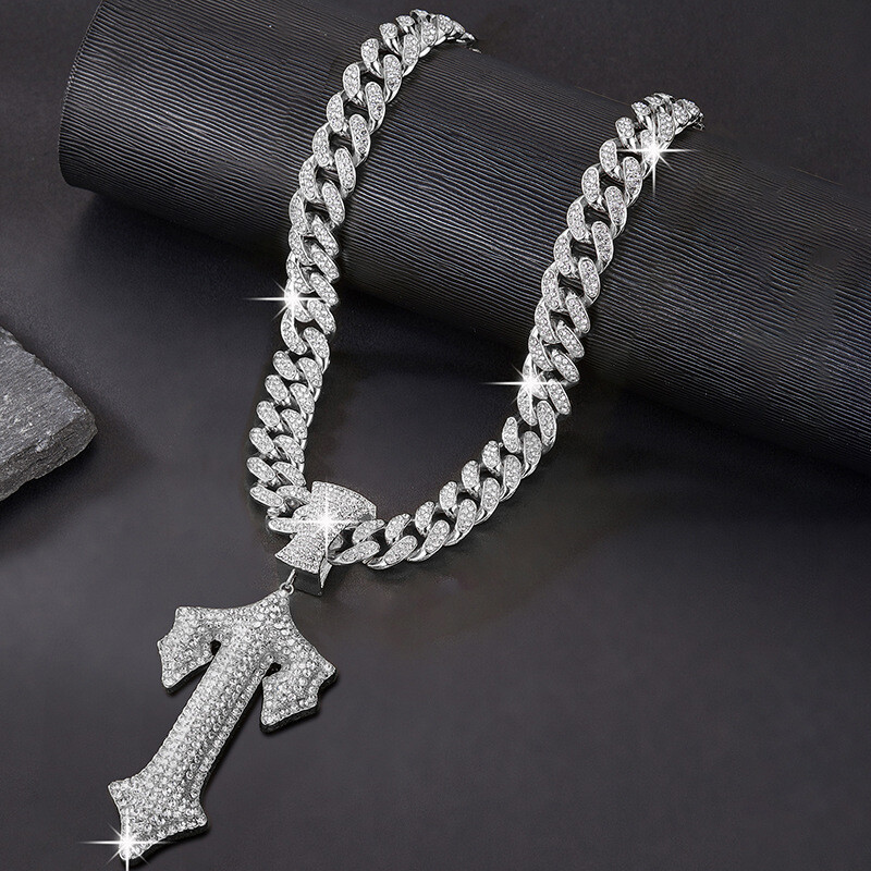 Iced Out Central Trapstar Cee Pendant Chain Necklace Hip Hop Rap Star