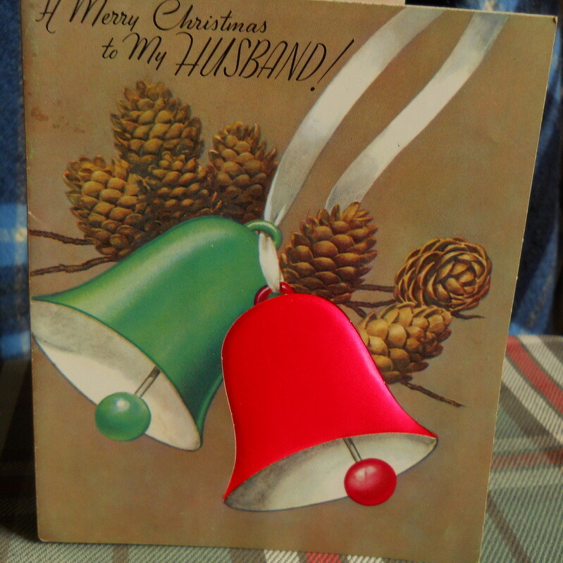 Vintage CHRISTMAS HUSBAND *RUST CRAFT 1952 red satin pillow Bell* acorns & bells