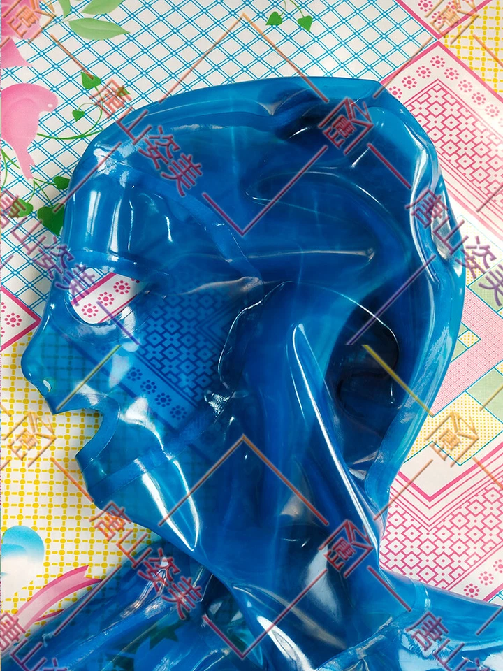 645 Transparent blue latex sleep bag open eyes mouth nose chest zip back zip  - Image 2 of 4