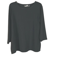 SYMPLI Canada Size 6 T Shirt Top Jersey Knit Black 3/4 Sleeve Pull Over