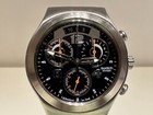 RETRO RARE DATE ON THE TOP STEEL MEN'S CHRONOGRAPH QUARTZ WATCH "SWATCH" IRONY