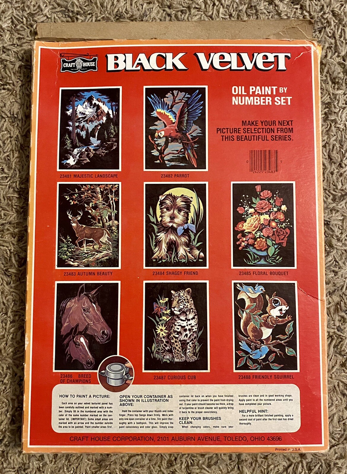 Vintage Craft House Black Velvet Paint by Number “Autumn Beauty” Deer Scene NOS eBay