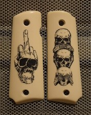 1911 Grips For Kimber/Colt Clones Hand Scrimshawed...UP YOURS FUNNY  DIFERENT
