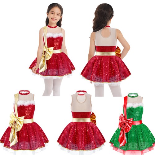 Kid Girls Xmas Christmas Santa Claus Costume Princess Ballet Dance Tutu Dress Up - Picture 2 of 26