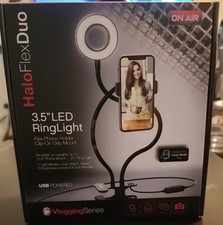HALOFLEXDUO 3.5 LED RING LIGHT - Flex Phone Holder, Clip on Grip Mount. Bendable