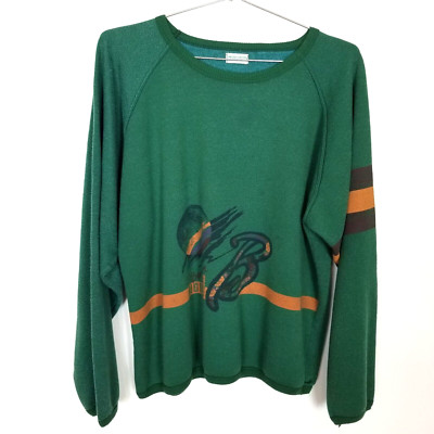 Vintage United Colors of Benetton Logo  Sweatshirt Pullover  Sz L Green Relaxed